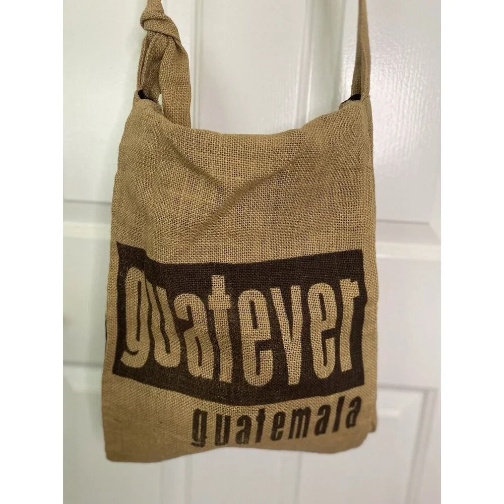 Guatever Guatemala Print Tote Bag Organic‎ Jute Shoulder Bag Made of Coffee Bag